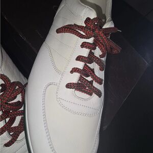 Gucci White Athletic Shoes with Red Laces